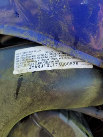 2007 YAMAHA FZ6 SHG JYARJ13E17A000526