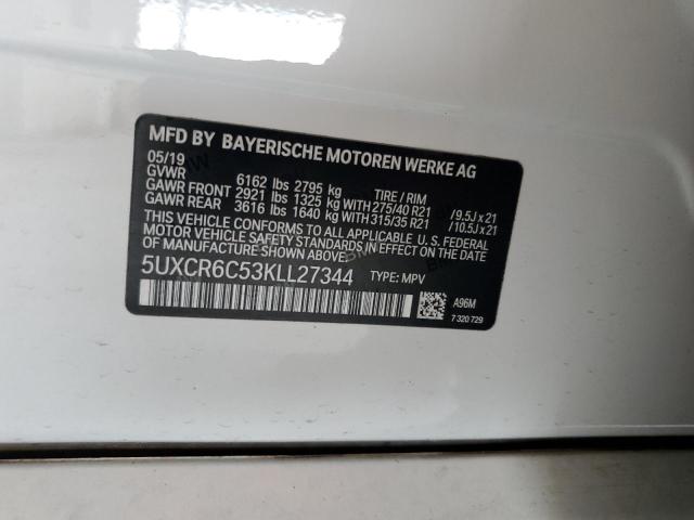 2019 BMW X5 XDRIVE4 5UXCR6C53KLL27344