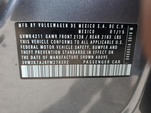 2015 VOLKSWAGEN JETTA BASE 3VW2K7AJ8FM278392