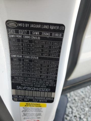 2017 LAND ROVER RANGE ROVE SALVP2BG3HH232301