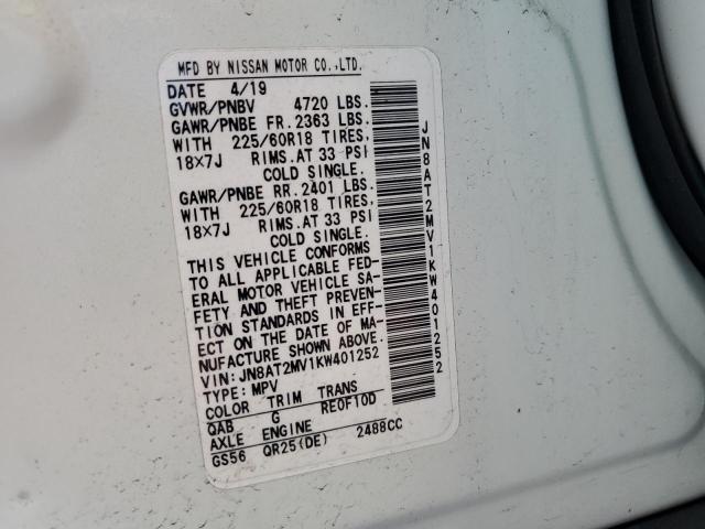 2019 NISSAN ROGUE S JN8AT2MV1KW401252