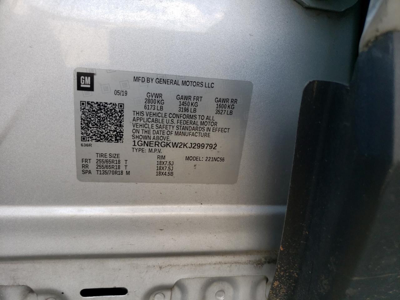 Lot #3311544253 2019 CHEVROLET TRAVERSE LT