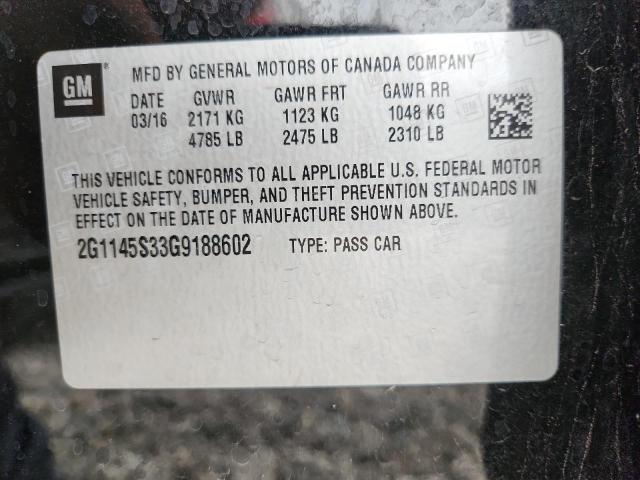 2016 CHEVROLET IMPALA LTZ 2G1145S33G9188602