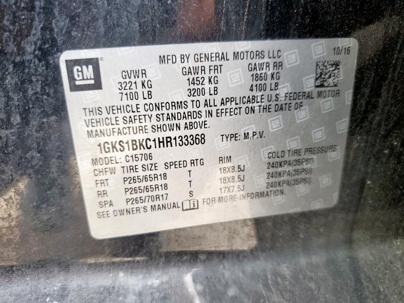 2017 GMC YUKON SLT 1GKS1BKC1HR133368