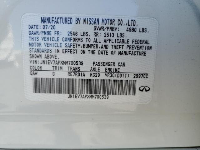 2021 INFINITI Q50 PURE JN1EV7APXMM700539