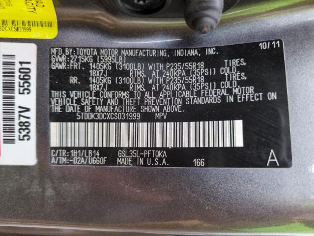 2012 TOYOTA SIENNA XLE - 5TDDK3DCXCS031999