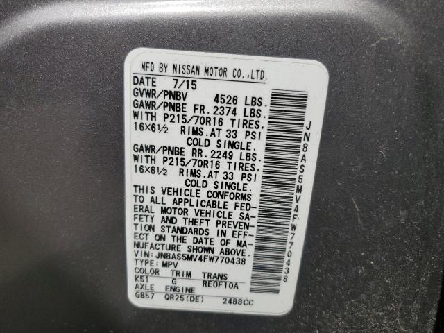 2015 NISSAN ROGUE SELECT S JN8AS5MV4FW770438