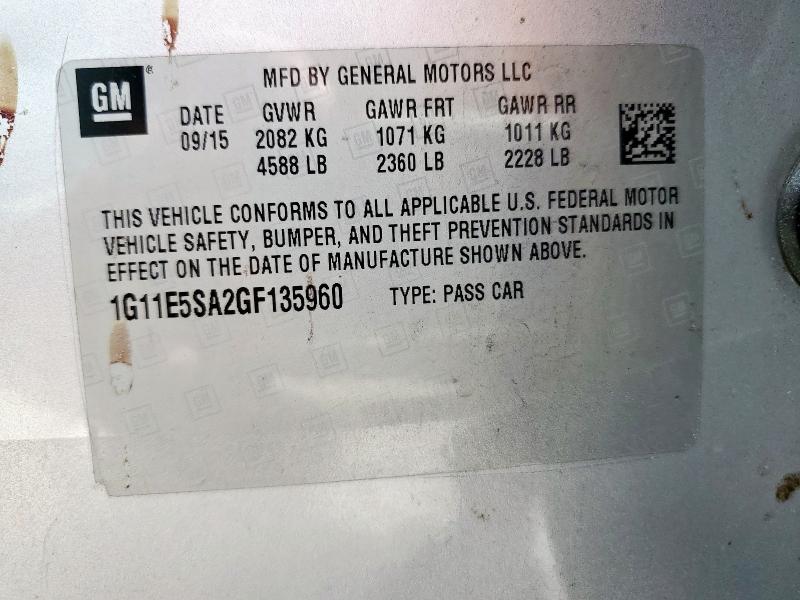 2016 CHEVROLET MALIBU LIMITED LTZ 1G11E5SA2GF135960