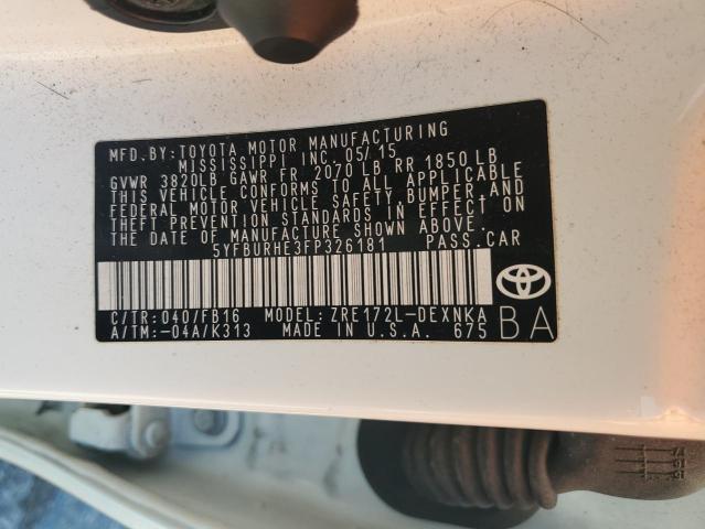 2015 TOYOTA COROLLA L - 5YFBURHE3FP326181