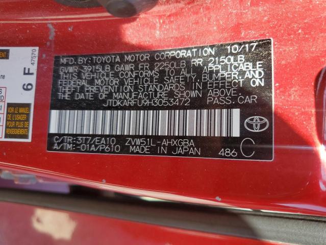 2017 TOYOTA PRIUS JTDKARFU9H3053472