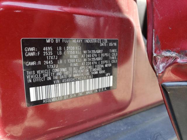 2016 SUBARU OUTBACK 2.5I PREMIUM - 4S4BSACCXG3351162