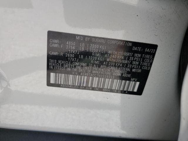 2022 SUBARU OUTBACK PREMIUM 4S4BTACC7N3239333