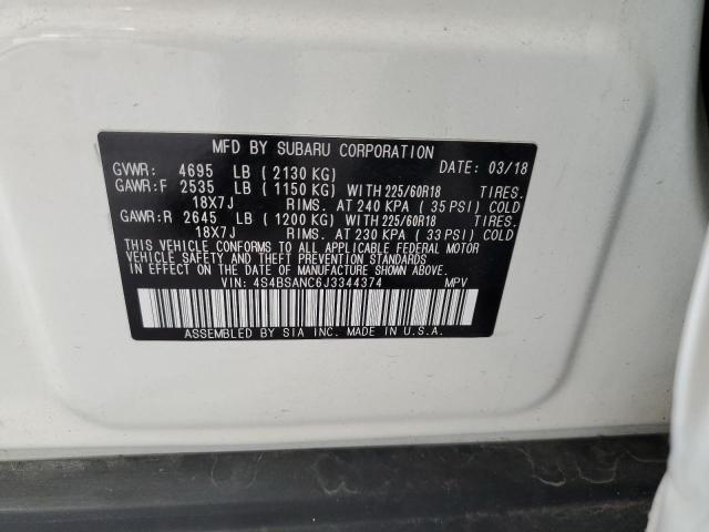 2018 SUBARU OUTBACK 2. 4S4BSANC6J3344374