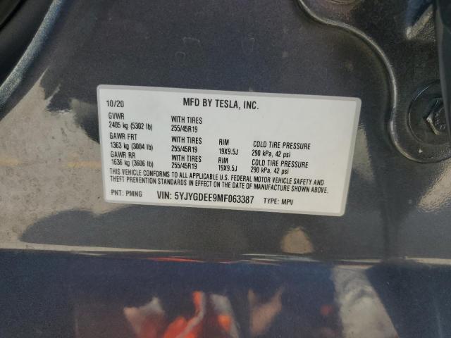 2021 TESLA MODEL Y - 5YJYGDEE9MF063387