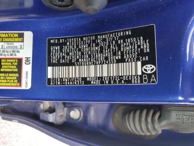 2017 TOYOTA COROLLA L 5YFBURHE7HP724559