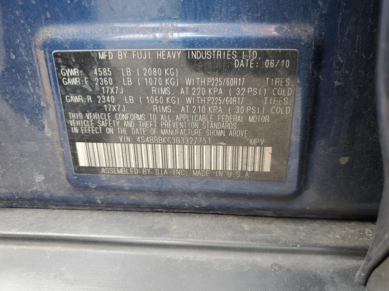 SUBARU OUTBACK 2.5I LIMITED