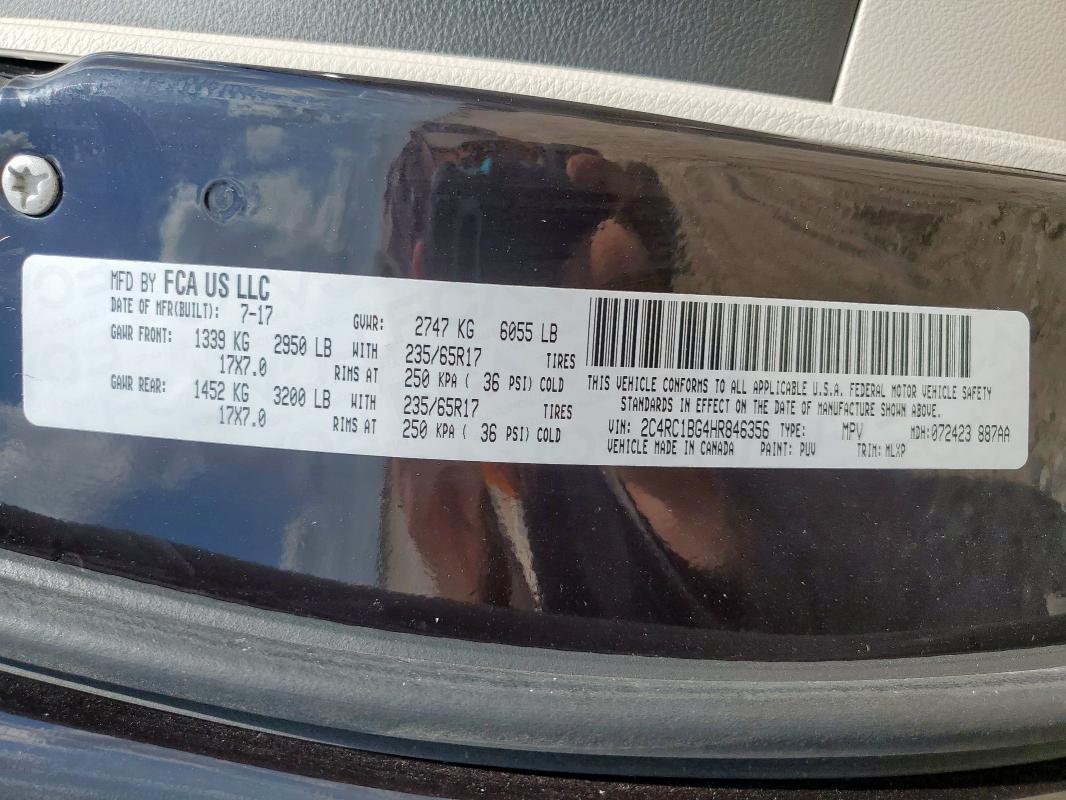 2017 CHRYSLER PACIFICA T 2C4RC1BG4HR846356