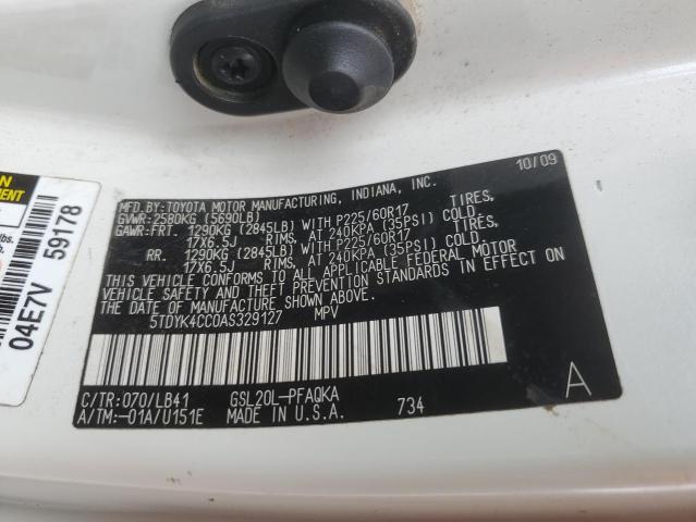 2010 TOYOTA SIENNA XLE - 5TDYK4CC0AS329127