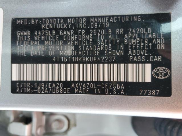 2019 TOYOTA CAMRY L 4T1B11HK8KU842237