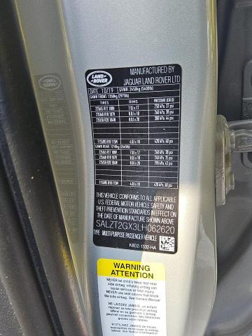 2020 LAND ROVER RANGE ROVE SALZT2GX3LH062620