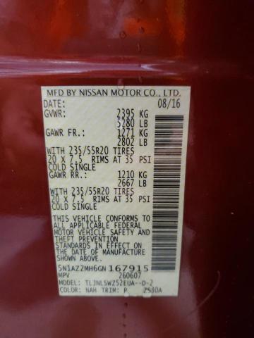 2016 NISSAN MURANO S 5N1AZ2MH6GN167915