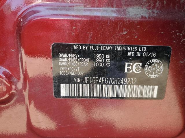 2016 SUBARU IMPREZA PR JF1GPAF67GH249232