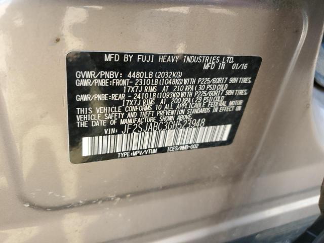 2016 SUBARU FORESTER 2.5I JF2SJABC3GH523948