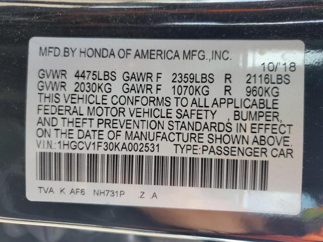 2019 HONDA ACCORD SPO 1HGCV1F30KA002531
