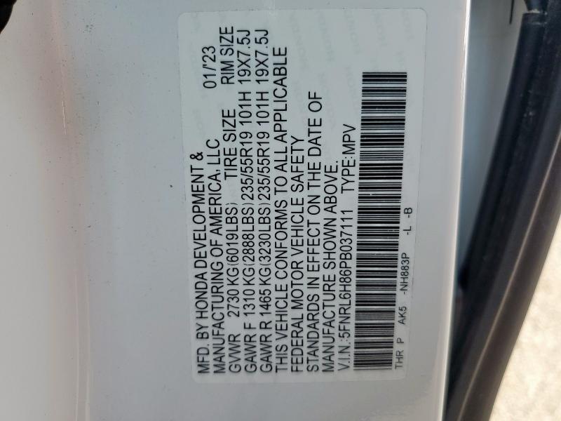 2023 HONDA ODYSSEY TO - 5FNRL6H86PB037111