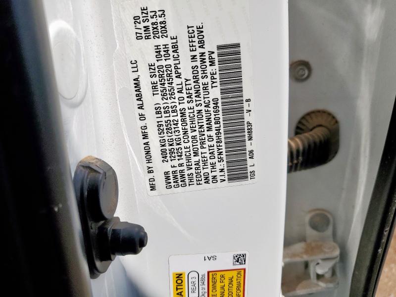 2020 HONDA PASSPORT TOURING 5FNYF8H94LB016940