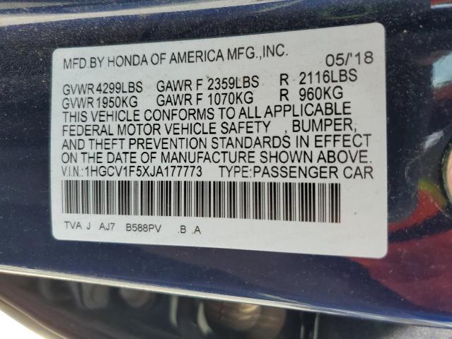 2018 HONDA ACCORD EXL 1HGCV1F5XJA177773