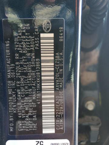 2019 TOYOTA CAMRY L 4T1B11HKXKU813869