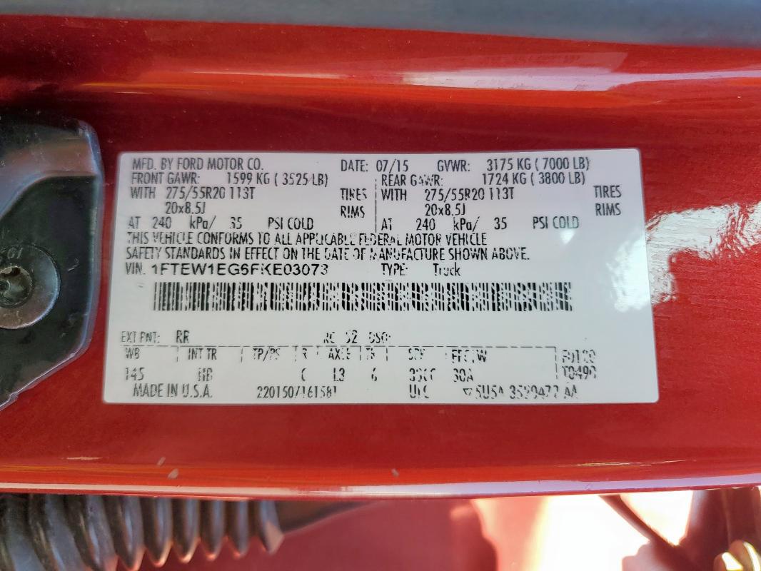 2015 FORD F 150 1FTEW1EG6FKE03073