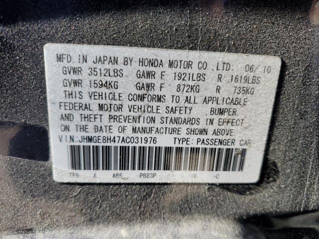 2010 HONDA FIT SPORT - JHMGE8H47AC031976