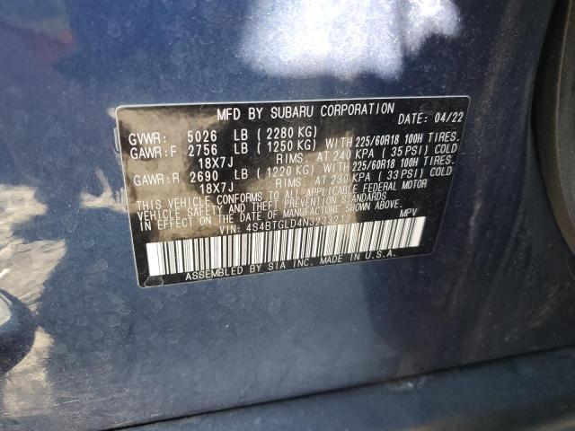 2022 SUBARU OUTBACK ON 4S4BTGLD4N3233212