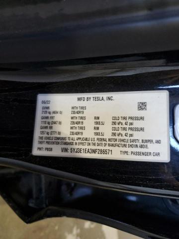 2022 TESLA MODEL 3 - 5YJ3E1EA3NF286571