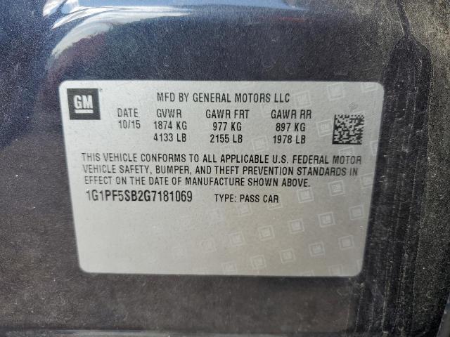 2016 CHEVROLET CRUISE LT 1G1PF5SB2G7181069