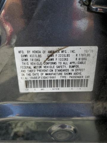 2016 ACURA ILX BASE WATCH PLUS 19UDE2F33GA019681