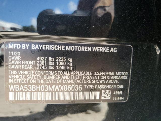 2021 BMW 530 I WBA53BH03MWX06036