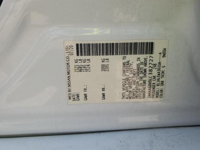 2020 NISSAN MAXIMA SL 1N4AA6DV0LC382727