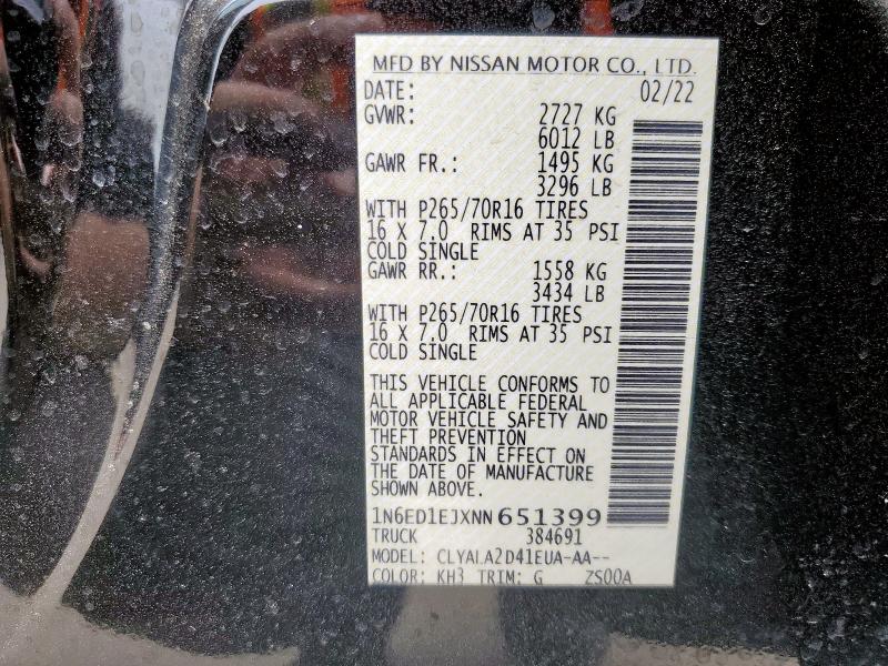 2022 NISSAN FRONTIER S 1N6ED1EJXNN651399