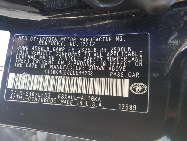 2013 TOYOTA AVALON BAS - 4T1BK1EB0DU011268