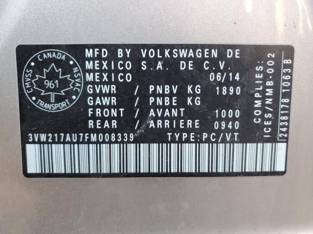 2015 VOLKSWAGEN GOLF 3VW217AU7FM008339