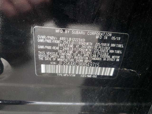 2019 SUBARU FORESTER S JF2SKAKC3KH549715