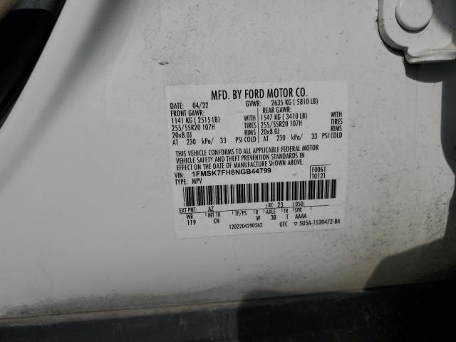 2022 FORD EXPLORER LIMITED 1FMSK7FH8NGB44799