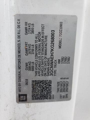 2019 CHEVROLET SILVERADO 3GCNWAEH7KG268003