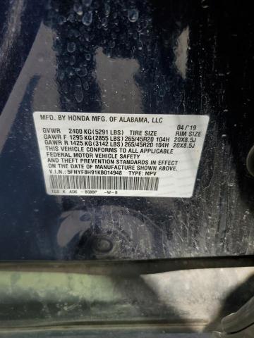 2019 HONDA PASSPORT T 5FNYF8H91KB014948