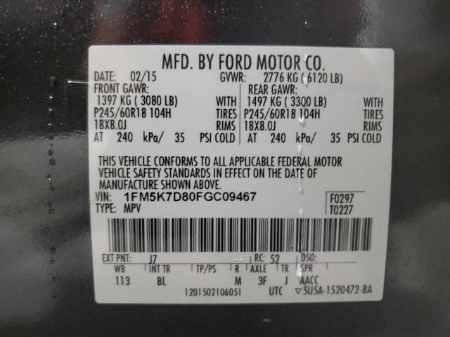 2015 FORD EXPLORER X 1FM5K7D80FGC09467