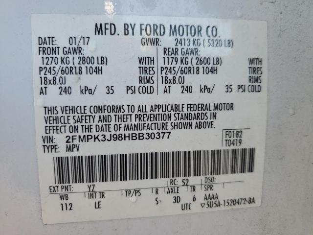 2017 FORD EDGE SEL 2FMPK3J98HBB30377