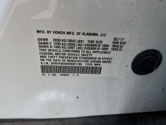 2017 HONDA PILOT EXL 5FNYF6H55HB021783